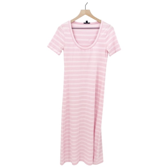 J. Crew Knit Pink Stripe Midi Dress Extra Small - Picture 2 of 6